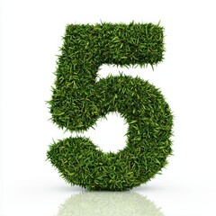 Grass Number Five Eco-Friendly 3D Rendered Digit