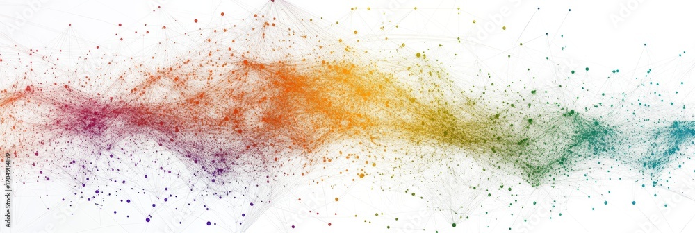 Poster Colorful abstract design of particles and lines creating a sense of movement and energy in vibrant hues and shades. Generative AI
