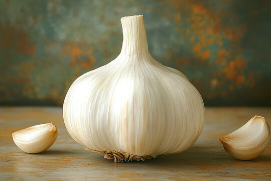 Single bulb of garlic with two cloves