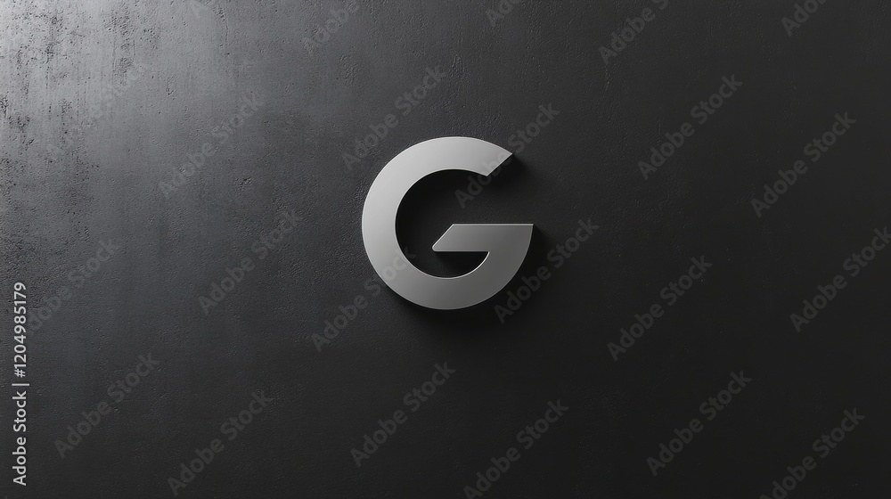 Aufkleber Gray background features a large stylized letter G symbolizing creativity and technology in a minimalist design. Generative AI
