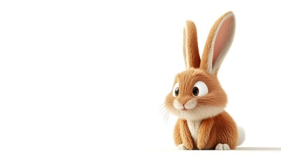 Fototapeta premium Cute cartoon bunny Easter graphic, white background