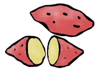 焼きいもの和風イラスト