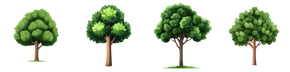 Obraz premium Bright green trees with lush foliage in blocky , showcasing various shapes and sizes