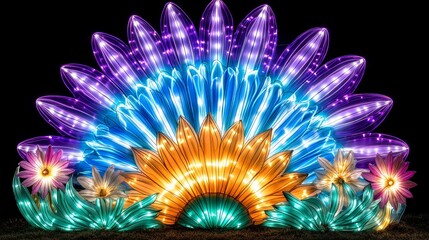 Illuminated Floral Display Night Lights Festive Garden