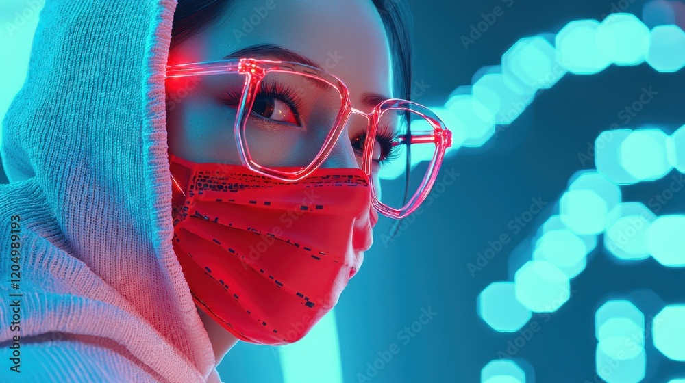 Poster hacker alert cybersecurity awareness event digital space visual content futuristic environment close