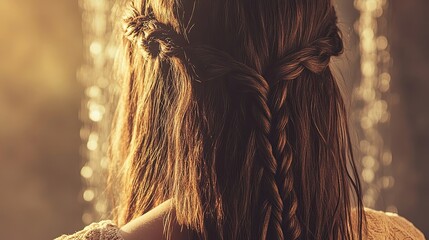 Brown hair styled in a braided updo