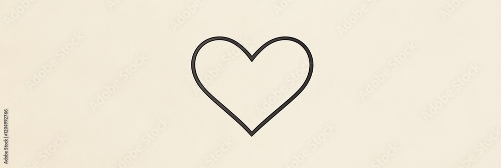 Aufkleber simple heart outline in black on a cream background symbolizes love and affection in minimalist desi