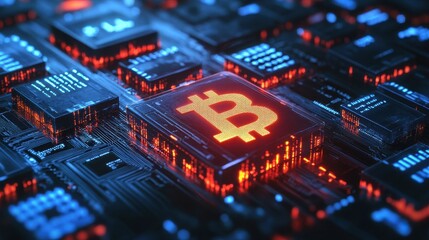 digital blockchain interface with cyber protection button concept at abstract technology background. 3D Rendering