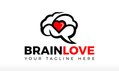 Human Brain logo, Heart Brain Logo, brain love logo, psychologist logo, mindfulness kindness logo, communication people, love chat and message, healthcare and medical, non profit, special human brain