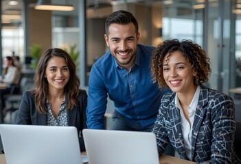 Happy Teamwork at a Modern Corporate Office - Productive and Joyful Workplace