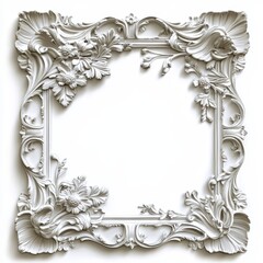 Classic frame with ornament decor on the white background. Digital illustration.