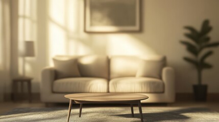 background and interior concept - blurred living room with furniture at home