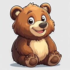 Adorable Cartoon Bear Sitting With