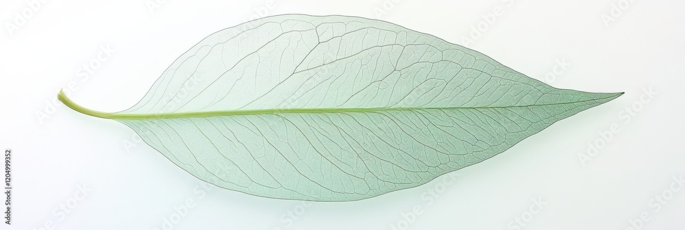 Poster delicate transparent leaf showcasing intricate vein patterns on a light background in a minimalistic