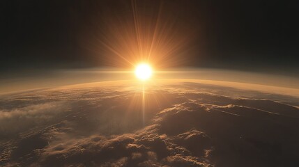 A realistic sun flare with a bright central glow, surrounded by subtle lens flares on a dark surface.