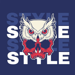 SKULL AND OWL HEAD VECTOR ILLUSTRATION