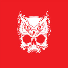 SKULL AND OWL HEAD VECTOR ILLUSTRATION