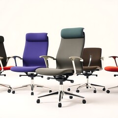 Obraz premium Modern office chairs in various colors.