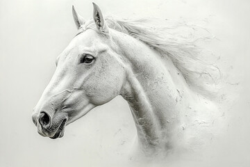 Obraz premium Majestic White Horse Head and Mane Portrait