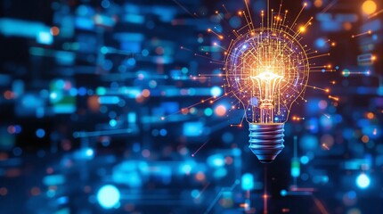 Generate AI technology. Machine learning on the big data network, Brain data creative in a light bulb to technology smart robot science and artificial intelligence technology, innovation of futuristic