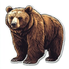 Fototapeta premium Majestic Brown Bear Illustration Standing Proudly on a White Background for Creative Projects