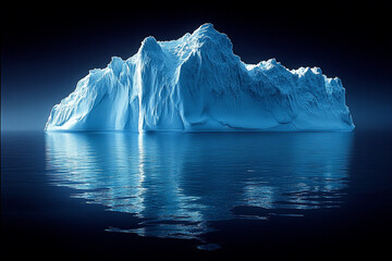 Majestic Iceberg Floating in Dark Ocean Waters