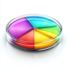 Fototapeta premium Colorful petri dish with divided compartments laboratory scientific illustration clean environment top view chemistry concept