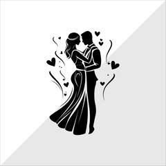 Silhouette of Couple kissing. Silhouette of Couple.