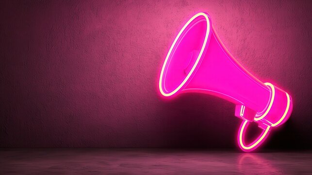 Neon Pink Megaphone Against Grunge Wall for Attention Seeker