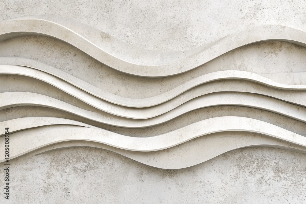 Aufkleber wavy textured wall design in light tones adds depth to modern interior space with artistic flair. ge