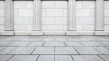 Fototapeta premium Elegant Stone Wall with Columns and Textured Flooring for Design