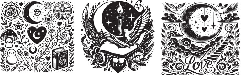black and white background with ornament