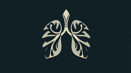 Ornate lungs design, beige on dark.
