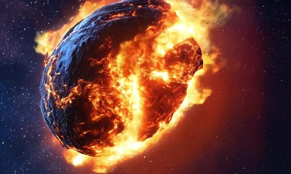 a burning asteroid footage