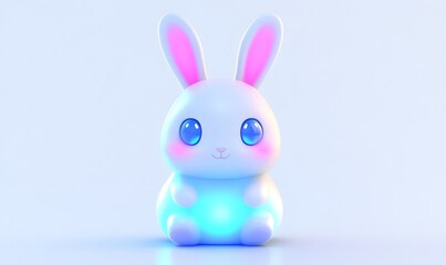 Obraz premium Cute glowing bunny, studio shot, pastel background, child's nightlight