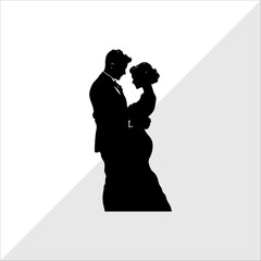 Silhouette of Couple kissing. Silhouette of Couple.