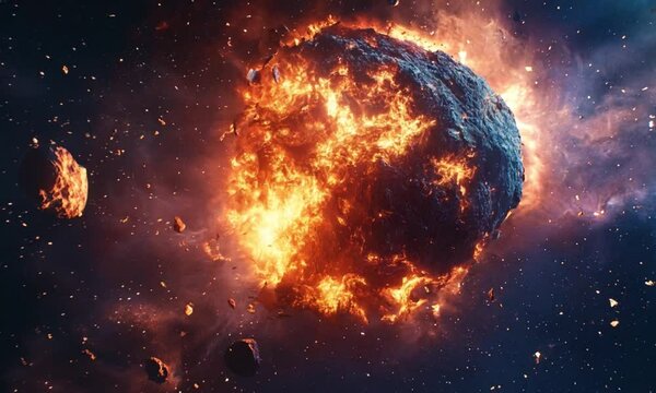 a burning asteroid footage