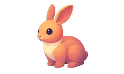 Obraz premium Cute orange bunny sitting, white background, children's book illustration