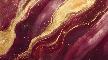 Obraz premium Abstract Burgundy and Gold Marbled Texture Design