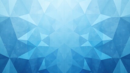 Fototapeta premium A harmonious mosaic of blue triangles, symmetrically arranged with varying sizes, against a serene light blue backdrop—inviting tranquility and balance. (123 characters)