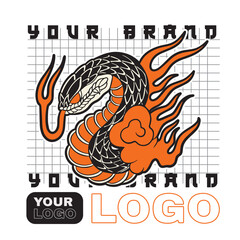 Black Mamba vintage illustration hand drawing style	
