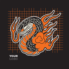 Black Mamba vintage illustration hand drawing style	
