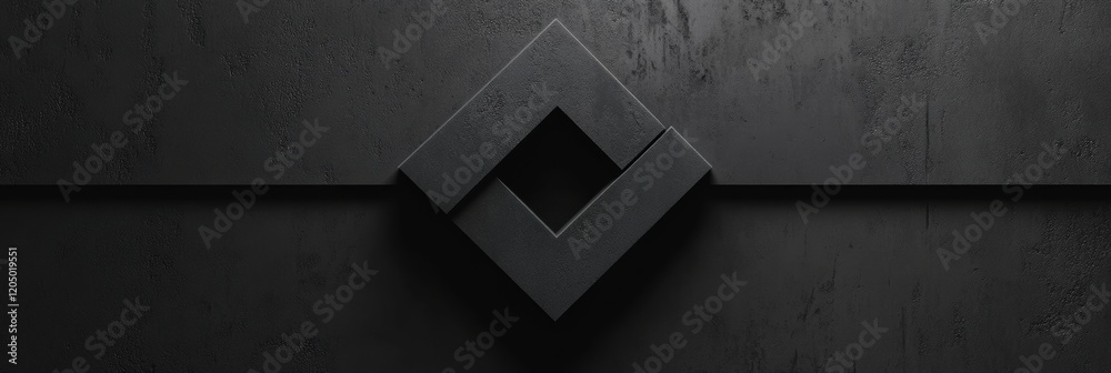 Poster modern geometric design featuring a symmetrical black shape on a textured background with minimalist