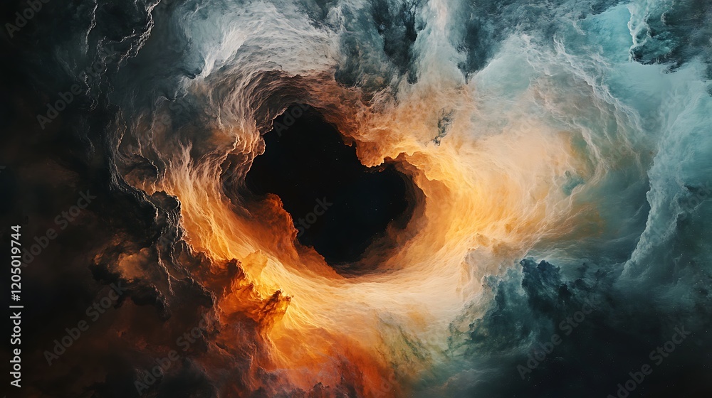 Canvas Prints a supermassive black hole surrounded by swirling clouds of gas and dust, creating a colorful and dyn