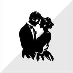 Silhouette of Couple kissing. Silhouette of Couples Dancing.