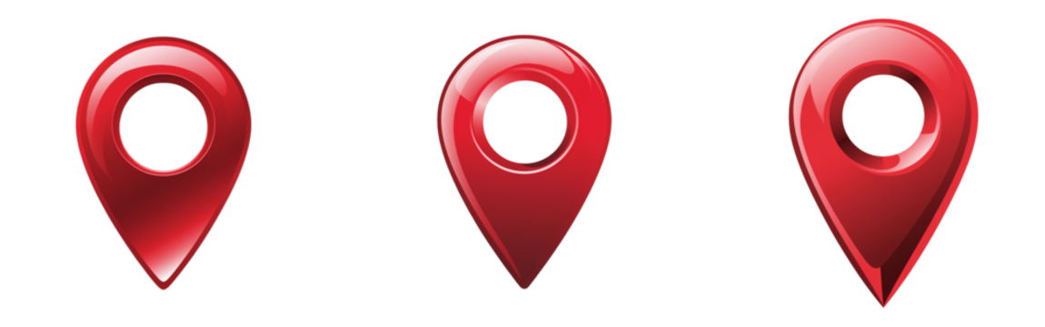 A glossy red 3D map pin with a rounded top and a sharp point, smooth reflective surface, subtle gradient for a realistic effect, isolated on a transparent background