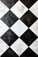 Black and White Checkered Floor with Red Fire Hydrant