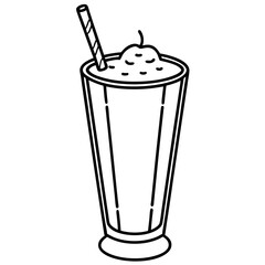Elegant Smoothie Glass Outline Vector