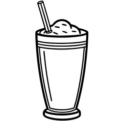 Elegant Smoothie Glass Outline Vector