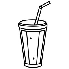 Elegant Smoothie Glass Outline Vector